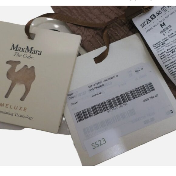 Max Mara The Cube Brown Satin Fisherman Bucket Hat CAMELUXE Size M 57cm NWT main image 2